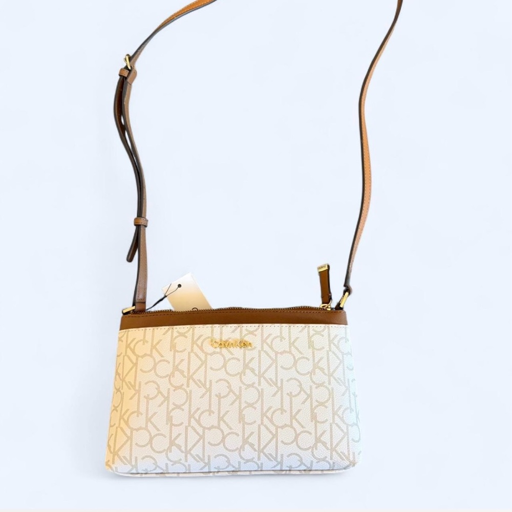 Calvin Klein Tan Monogram Shoulder Bag